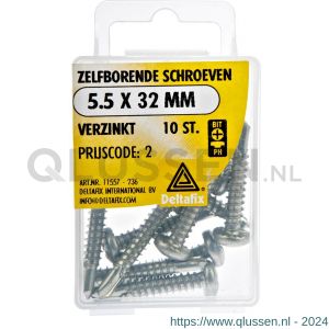 Deltafix schroef zelfborend cilinderkop Phillips PH verzinkt 5.5x32 mm DIN 7504N blister 10 stuks 11557