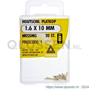 Deltafix houtschroef platkop messing 1.6x10 mm DIN 97 blister 20 stuks 11558