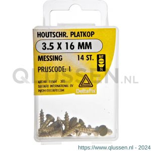 Deltafix houtschroef platkop messing 3.5x16 mm DIN 97 blister 14 stuks 11564