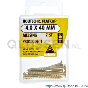 Deltafix houtschroef platkop messing 4.0x40 mm DIN 97 blister 7 stuks 11570