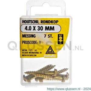 Deltafix houtschroef rondkop messing 4.0x30 mm DIN 96 blister 7 stuks 11575