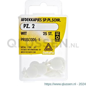 Deltafix afdekkap spaanplaatschroef kruiskop wit Pozidriv PZ 2 blister 25 stuks 11586