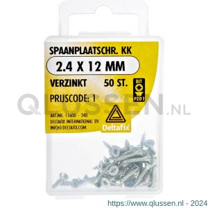 Deltafix spaanplaatschroef platkop kruiskop verzinkt 2.4x12 mm blister 50 stuks 11600