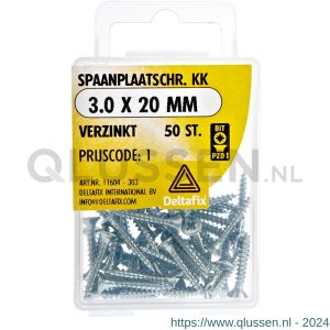 Deltafix spaanplaatschroef platkop kruiskop verzinkt 3.0x20 mm blister 50 stuks 11604