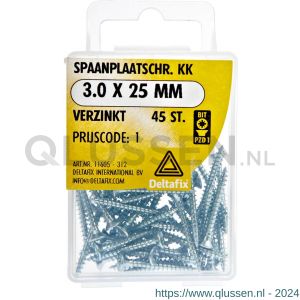 Deltafix spaanplaatschroef platkop kruiskop verzinkt 3.0x25 mm blister 45 stuks 11605