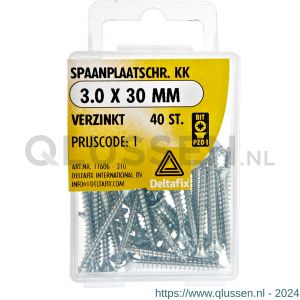 Deltafix spaanplaatschroef platkop kruiskop verzinkt 3.0x30 mm blister 40 stuks 11606