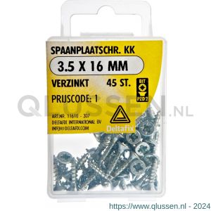 Deltafix spaanplaatschroef platkop kruiskop verzinkt 3.5x16 mm blister 45 stuks 11610