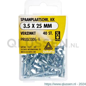 Deltafix spaanplaatschroef platkop kruiskop verzinkt 3.5x25 mm blister 40 stuks 11612