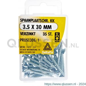 Deltafix spaanplaatschroef platkop kruiskop verzinkt 3.5x30 mm blister 35 stuks 11613