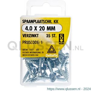 Deltafix spaanplaatschroef platkop kruiskop verzinkt 4.0x20 mm blister 35 stuks 11617