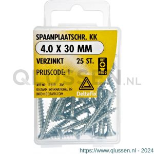 Deltafix spaanplaatschroef platkop kruiskop verzinkt 4.0x30 mm blister 25 stuks 11619