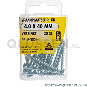 Deltafix spaanplaatschroef platkop kruiskop verzinkt 4.0x40 mm blister 20 stuks 11621