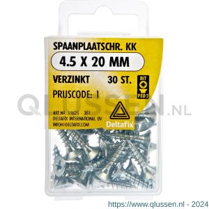 Deltafix spaanplaatschroef platkop kruiskop verzinkt 4.5x20 mm blister 30 stuks 11625