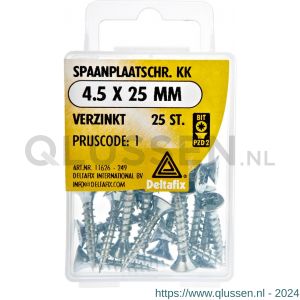 Deltafix spaanplaatschroef platkop kruiskop verzinkt 4.5x25 mm blister 25 stuks 11626