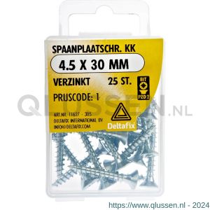 Deltafix spaanplaatschroef platkop kruiskop verzinkt 4.5x30 mm blister 25 stuks 11627