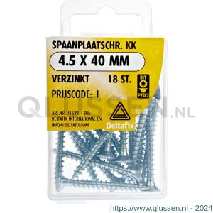 Deltafix spaanplaatschroef platkop kruiskop verzinkt 4.5x40 mm blister 18 stuks 11629