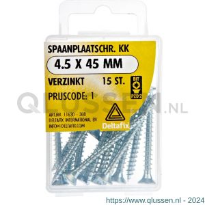 Deltafix spaanplaatschroef platkop kruiskop verzinkt 4.5x45 mm blister 15 stuks 11630