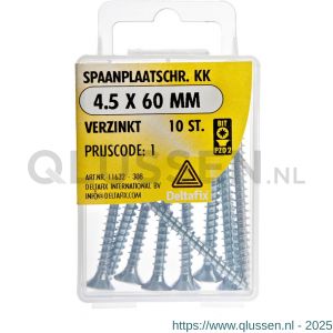 Deltafix spaanplaatschroef platkop kruiskop verzinkt 4.5x60 mm blister 10 stuks 11632