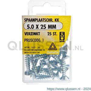 Deltafix spaanplaatschroef platkop kruiskop verzinkt 5.0x25 mm blister 25 stuks 11633