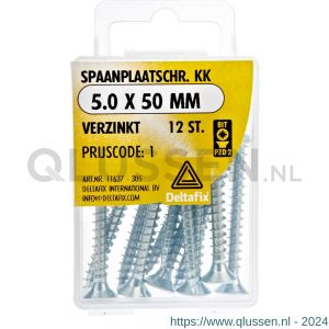 Deltafix spaanplaatschroef platkop kruiskop verzinkt 5.0x50 mm blister 12 stuks 11637