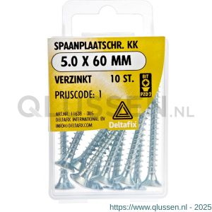 Deltafix spaanplaatschroef platkop kruiskop verzinkt 5.0x60 mm blister 10 stuks 11638