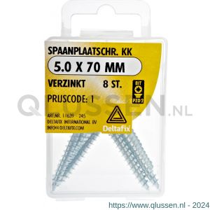 Deltafix spaanplaatschroef platkop kruiskop verzinkt 5.0x70 mm blister 8 stuks 11639