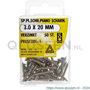 Deltafix spaanplaatschroef platkop kruiskop extra kleine kop verzinkt 3.0x20 mm blister 50 stuks 11652