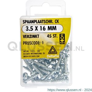 Deltafix spaanplaatschroef cilinderkop kruiskop verzinkt 3.5x16 mm blister 45 stuks 11655