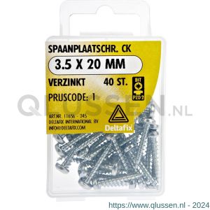 Deltafix spaanplaatschroef cilinderkop kruiskop verzinkt 3.5x20 mm blister 40 stuks 11656