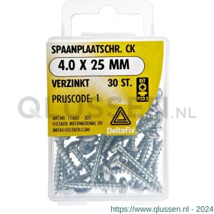 Deltafix spaanplaatschroef cilinderkop kruiskop verzinkt 4.0x25 mm blister 30 stuks 11660