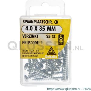 Deltafix spaanplaatschroef cilinderkop kruiskop verzinkt 4.0x35 mm blister 25 stuks 11662