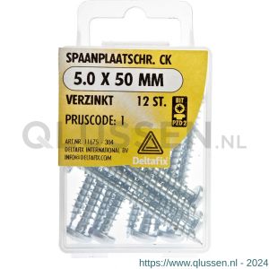 Deltafix spaanplaatschroef cilinderkop kruiskop verzinkt 5.0x50 mm blister 12 stuks 11675