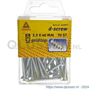 D-Screw Gold-Top spaanplaatschroef platkop kruiskop met smeerfilm verzinkt 3.5x40 mm blister 70 stuks 12057