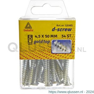 D-Screw Gold-Top spaanplaatschroef platkop kruiskop met smeerfilm verzinkt 4.5x50 mm blister 34 stuks 12065