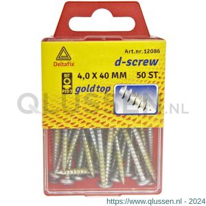 D-Screw Gold-Top spaanplaatschroef cilinderkop kruiskop met smeerfilm verzinkt 4.0x40 mm blister 50 stuks 12086