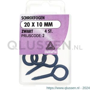 Deltafix schroefoog standaard zwart 20x10 mm blister 4 stuks 12231