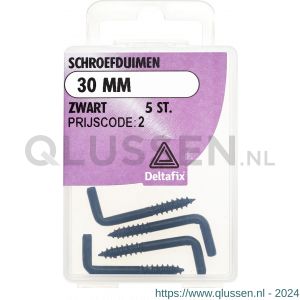 Deltafix schroefduim standaard zwart 30 mm blister 5 stuks 12240