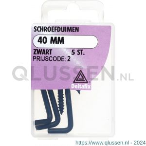 Deltafix schroefduim standaard zwart 40 mm blister 5 stuks 12241