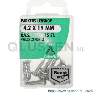 Deltafix parker lenskop Phillips PH RVS A2 4.2x19 mm DIN 7981C blister 15 stuks 12295