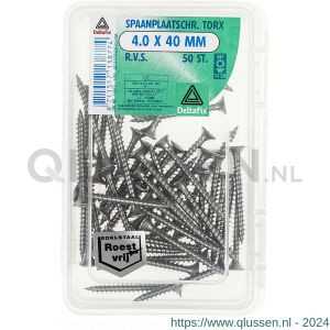 Deltafix spaanplaatschroef platkop Torx RVS A2 3.0x20 mm kuipje 100 stuks 13868