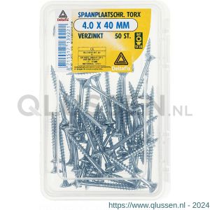 Deltafix spaanplaatschroef platkop Torx met nibs type 17 snijpunt verzinkt 4.5x40 mm kuipje 50 stuks 13932