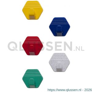 Deltafix wandhaak voor handdoek zelfklevend zeshoek en trapezium assorti 24472