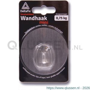 Deltafix wandhaak voor handdoek zelfklevend herplaatsbaar zilver 68 mm rond maximaal 0.75 kg 24500