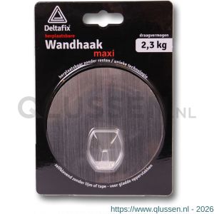 Deltafix wandhaak voor handdoek zelfklevend herplaatsbaar zilver 100 mm rond maximaal 2,3 kg 24510