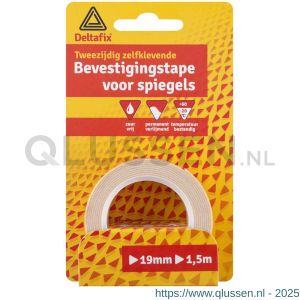 Deltafix bevestigingstape dubbelzijdig zelfklevend zuurvrij voor spiegels wit 1.5 m x 19x1.0 mm 254