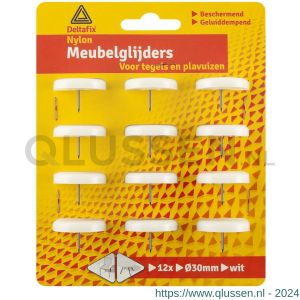 Deltafix nylonglijder met nagel nylon wit 30 mm verpakking 12 stuks 4652