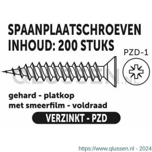 Private-Label spaanplaatschroef platkop-kruiskop verzinkt 3.0x16 mm doos 200 stuks 52033