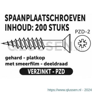 Private-Label spaanplaatschroef platkop-kruiskop verzinkt 4.0x70/42 mm doos 200 stuks 52101