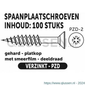 Private-Label spaanplaatschroef platkop-kruiskop verzinkt 5.0x120/75 mm doos 100 stuks 52163