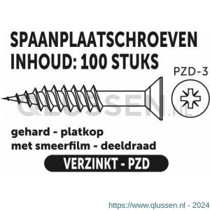 Private-Label spaanplaatschroef platkop-kruiskop verzinkt 6.0x100/60 mm doos 100 stuks 52183